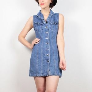Vintage 1990 mini denim button up shirt dress